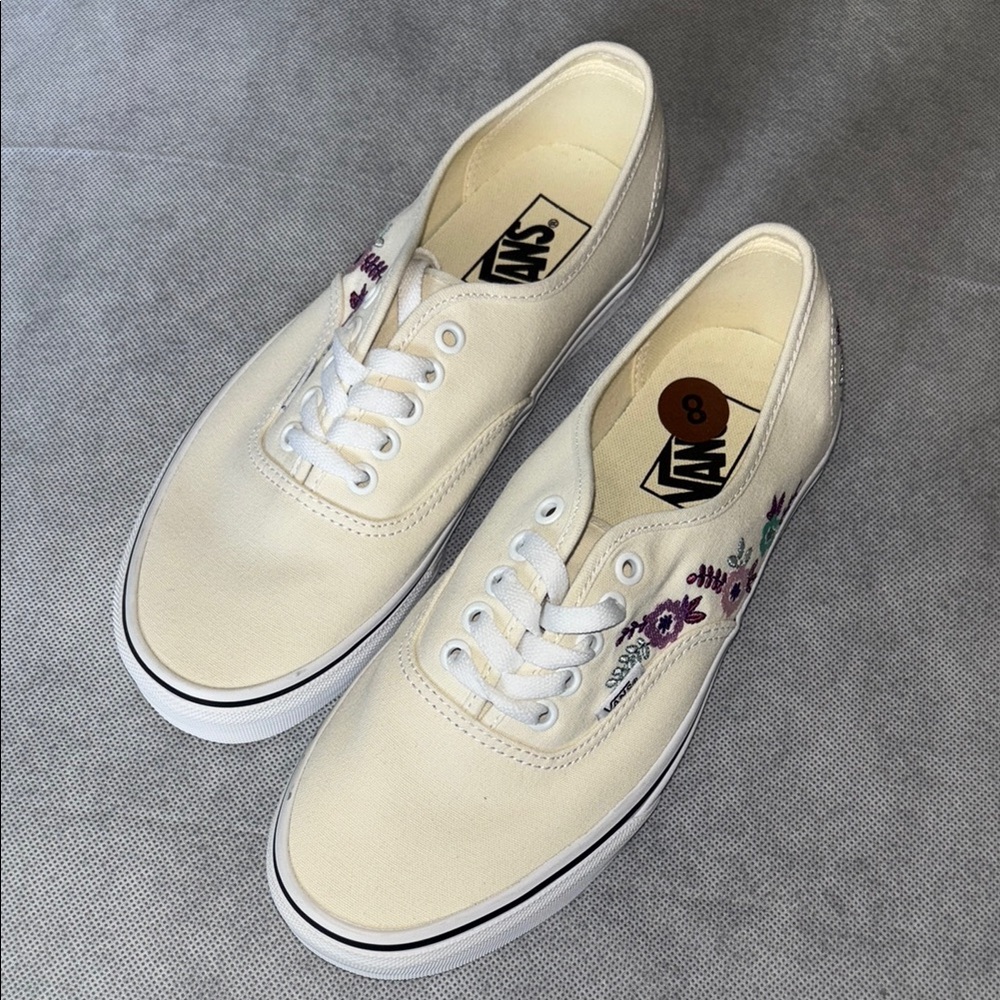 Vans Cream Floral Sneakers